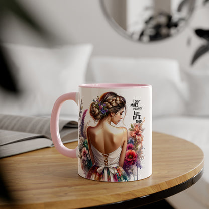 I Don't Make Mistakes, I Date Them Whimsical Floral Accent Mug | Gift for Her | Funny Quote Coffee Cup | Home Decor | Birthday Gift | Self-Care