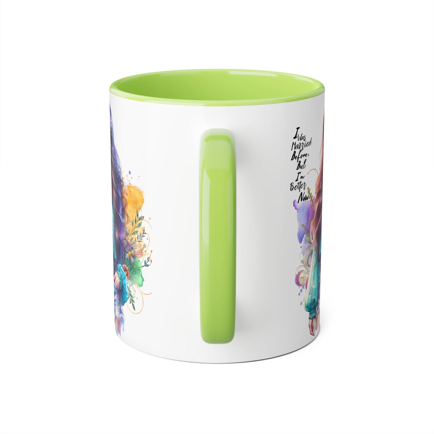 I Was Married Before But I'm Better Now Bohemian Floral Accent Mug, Inspirational Coffee Cup, Gift for Friends, Encouraging Quote, Perfect for Her, Art Lover's Mug