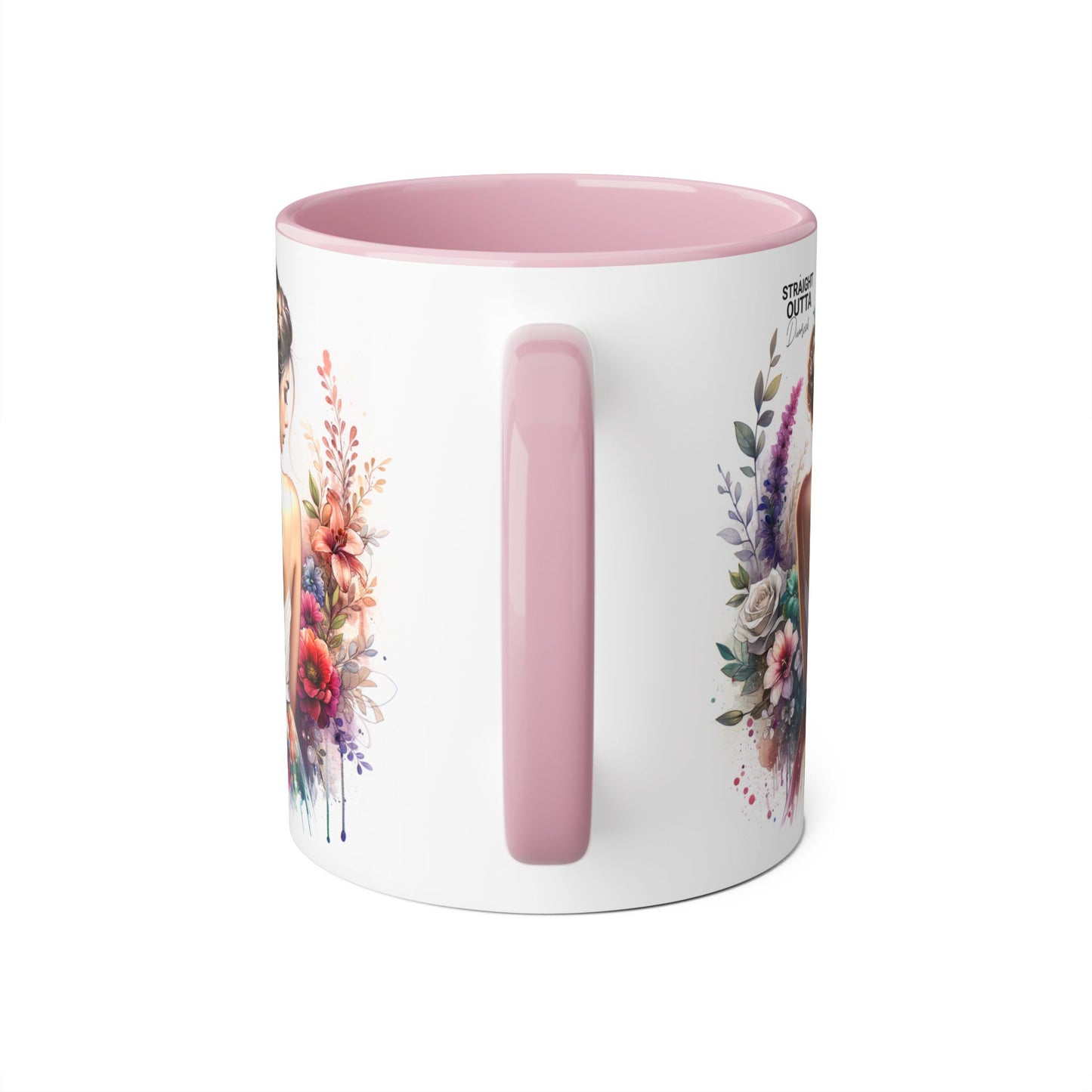 Straight Outta Divorced Humoristic Boho Floral Accent Mug, Inspirational Gift, Coffee Lover's Cup, Unique Art Mug, Straight Outta Beautiful, Personalized Drinkware