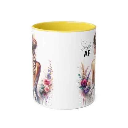 Floral Accent Mug - Simply AF | Perfect Gift for Friends, Coffee Lovers, Cozy Mornings, Home Decor, Wedding Celebrations