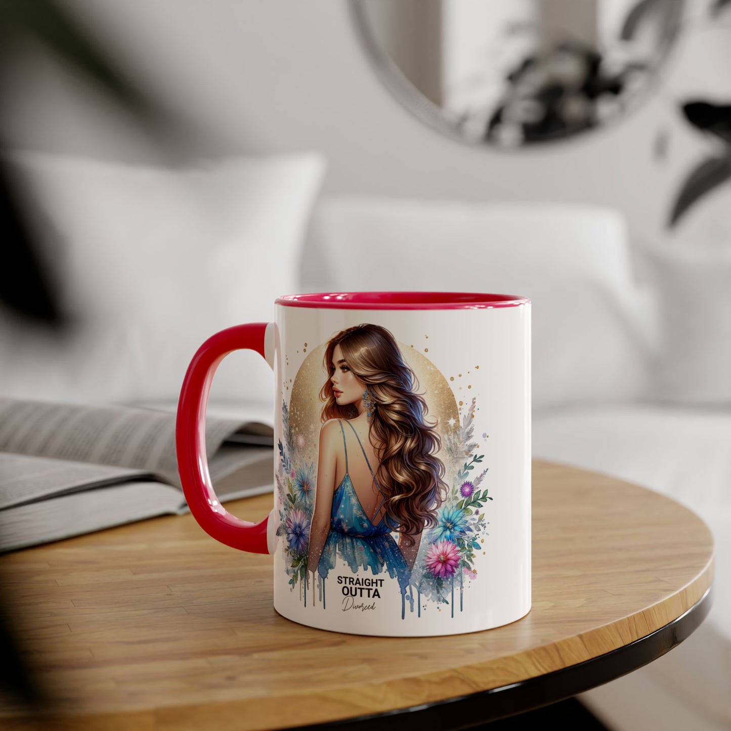 Straight Outta Divorced Humoristic Floral Accent Mugs - Unique Gift for Coffee Lovers, Home Decor, Birthday Gift, Art Mug, Personalized Drinkware
