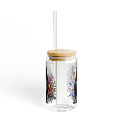 I Don't Make Mistakes, I Date Them Aesthetic Sipper Glass, Eco-Friendly Drinkware for Home or Gifts, Perfect for Summer Parties, Inspirational Quote Decor