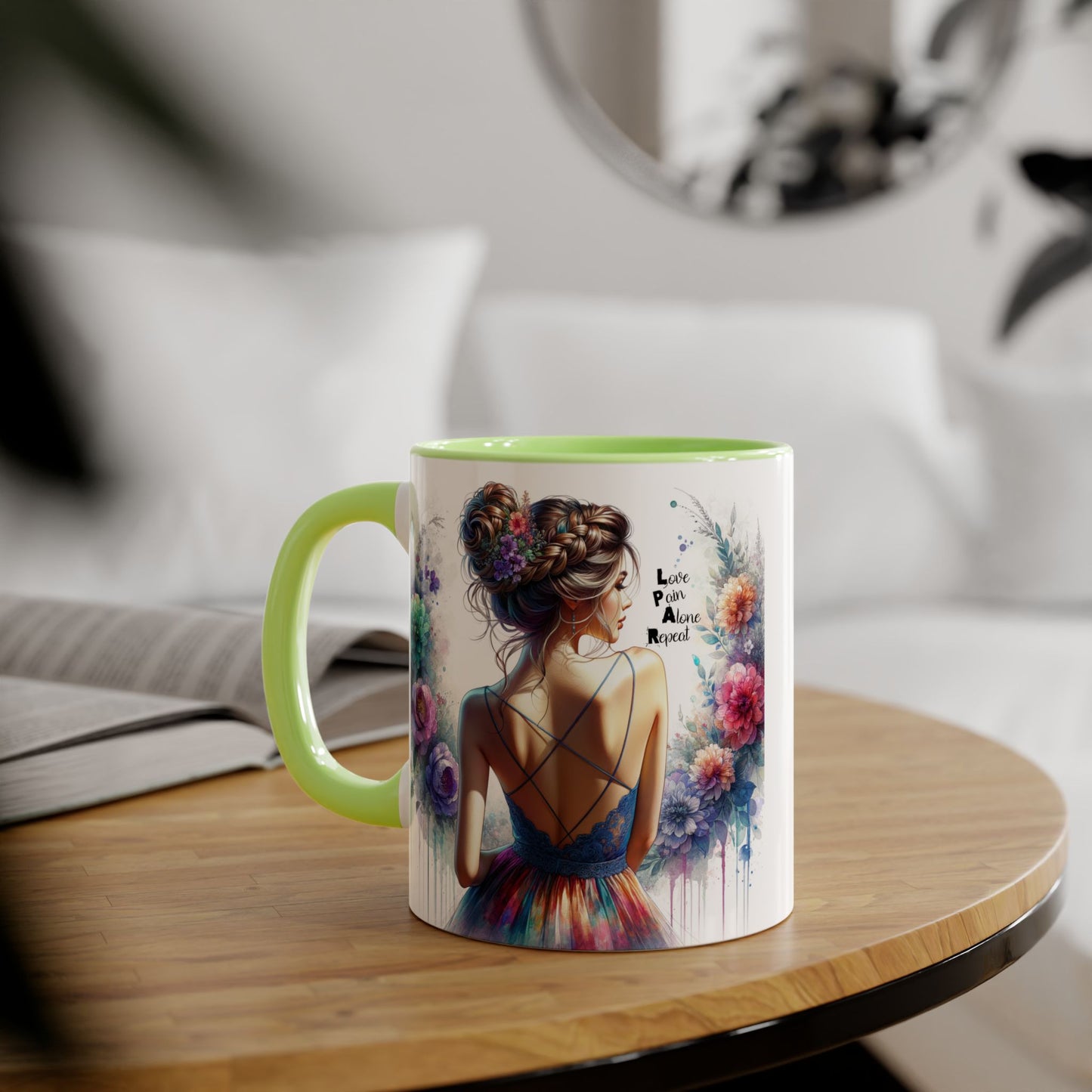 Floral Accent Mug - Vibrant Coffee Cup, Gift for Her, Home Decor, Inspirational Quotes, Art Lover's Mug, Tea Lover's Gift