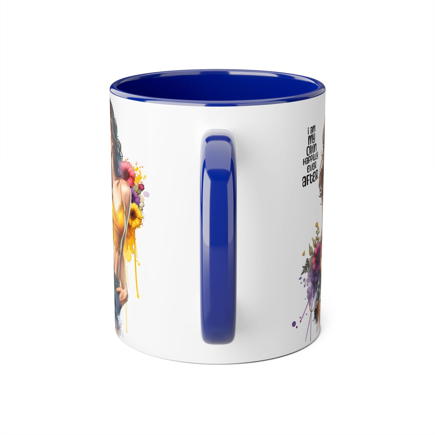 I Am My Own Happily Ever After Empowering Accent Mug, Inspirational Coffee Cup, Self-Love Gift, Vibrant Artwork Mug, Unique Floral Design, Cute Kitchen Decor