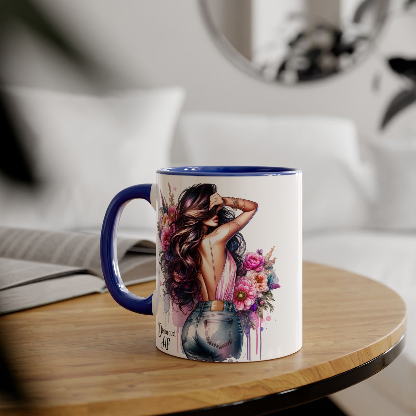 Stylish Coffee Mug, Floral Mug, Gift for Her, Divorce Mug, Affirmation Mug, Inspirational Drinkware