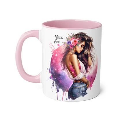 Yuck Fou Stylish Accent Mugs, Floral Design for Coffee Lovers, Unique Gift, Art Mug, Personalized Drinkware, Vibrant Tea Cups