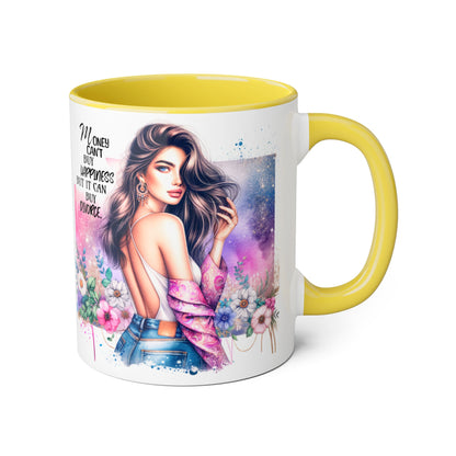 Money Can't Buy Happiness But It Can Buy Divorce Humoristic Empowerment Mug for Self-Love, Coffee Cup, Birthday Gift, Inspirational Decor, Divorce Gift, Floral Design