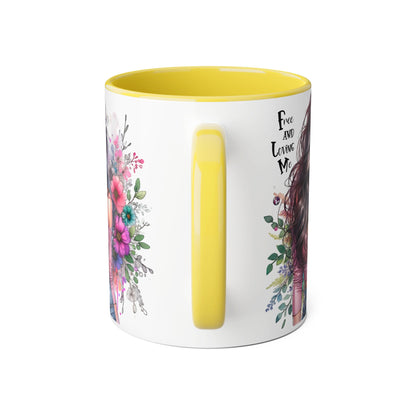 Bohemian Floral Accent Mug, Coffee Cup for Nature Lovers, Inspirational Gift, Home Decor, Unique Art