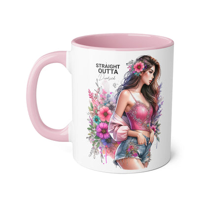 Straight Outta Divorced Humoristic Floral-Inspired Accent Mug, Perfect for Gifts, Home Decor, Coffee Lovers, Tea Enjoyers