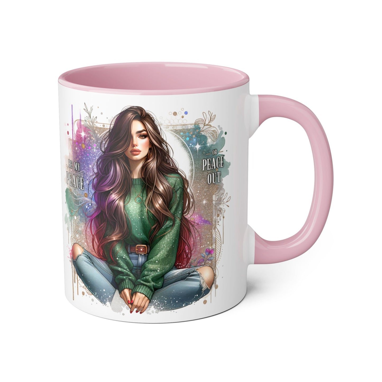 Artistic Be My Peace or Peace Out Mug, Inspirational Coffee Cup, Great for Relaxing Moments, Perfect Gift for Friends, Unique Home Decor, Peaceful Vibe