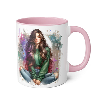 Artistic Be My Peace or Peace Out Mug, Inspirational Coffee Cup, Great for Relaxing Moments, Perfect Gift for Friends, Unique Home Decor, Peaceful Vibe