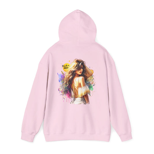 Thank U, Next Vibrant Art Hoodie - Stylish Unisex Sweatshirt with Colorful Design, Casual Wear, Gift Idea for Festivals, Cozy Layering