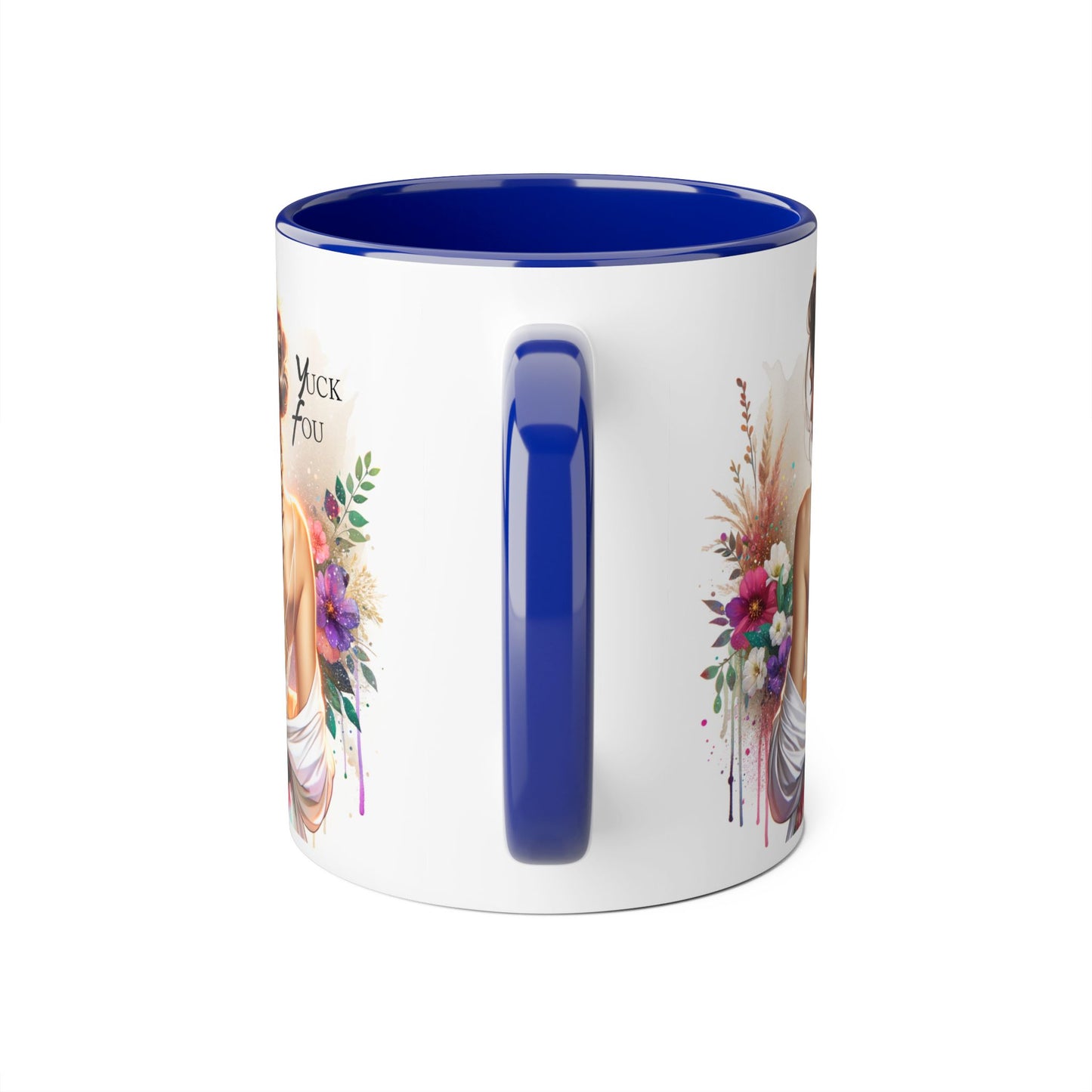 Bohemian Accent Mug with Floral Design, Yuck Fou  Coffee Cup, Unique Gift for Her, Inspirational Mug, Art Lover's Drinkware