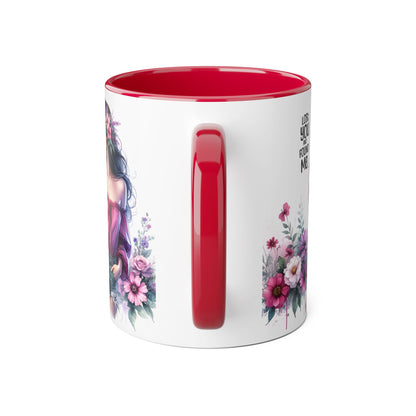 Lost You and Found Me Floral Beauty Accent Mug, Coffee Cup, Gift for Her, Inspirational Quote Mug, Artistic Drinkware, Home Decor