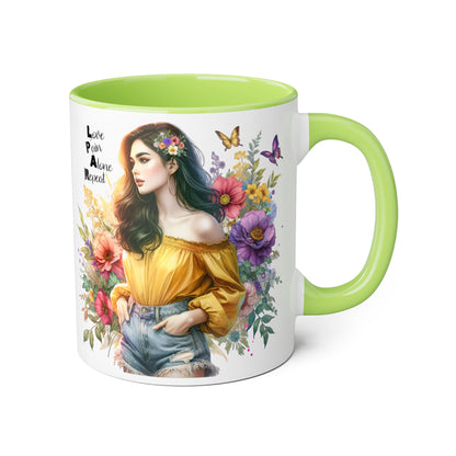 Whimsical Floral Accent Mug, Inspirational Gift for Friends, Nature Lovers, Home Décor, Coffee/Tea Mug, Unique Art