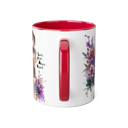Bohemian Floral Accent Mug | Love Pain Alone Repeat Gift for Her, Inspirational Coffee Cup, Unique Home Decor, Art Mug