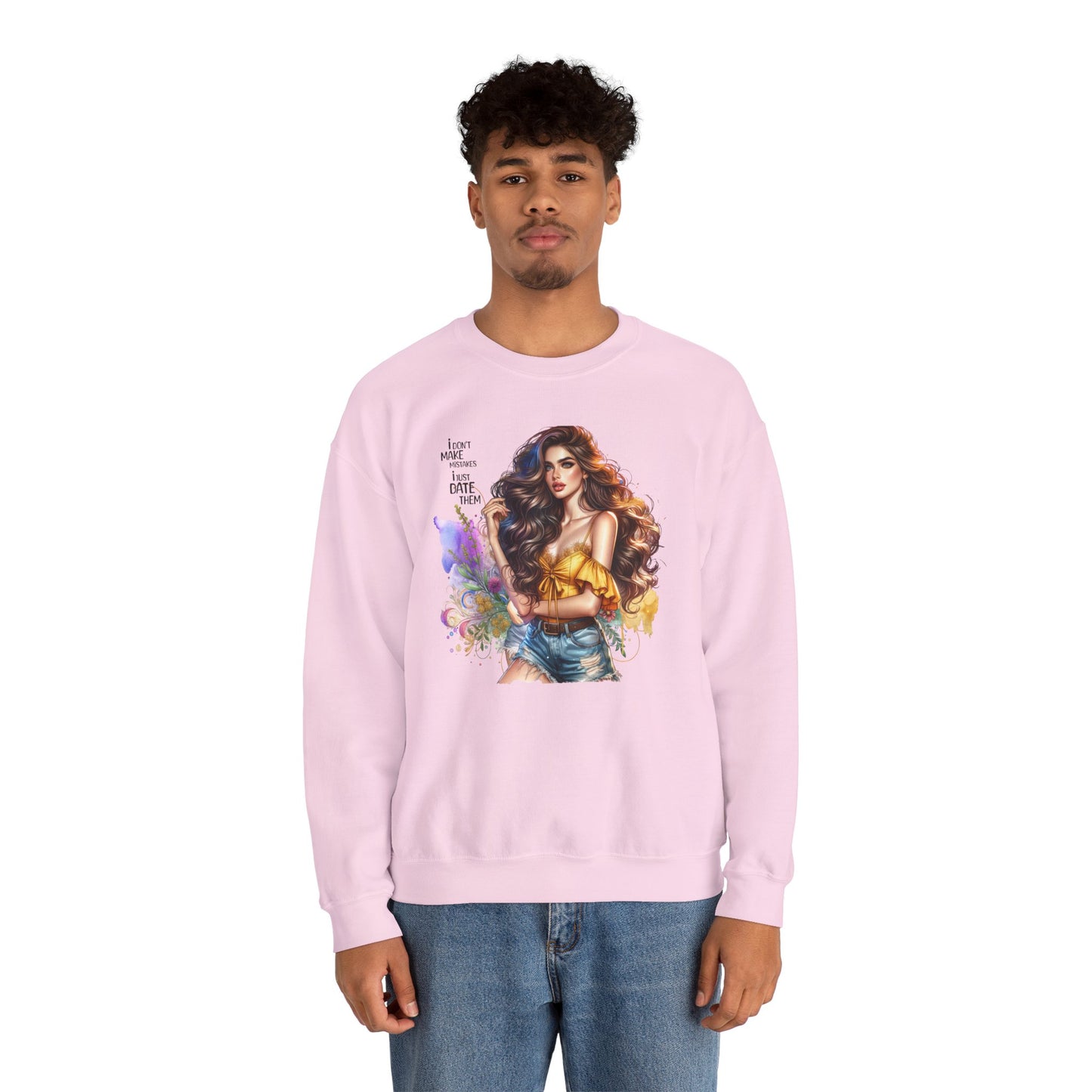 I Don`t  Make Mistakes, I Just Date Them Artistic Crewneck Sweatshirt - Perfect for Casual Outings, Gifts, Festivities, and Everyday Comfort, Featuring Colorful Designs