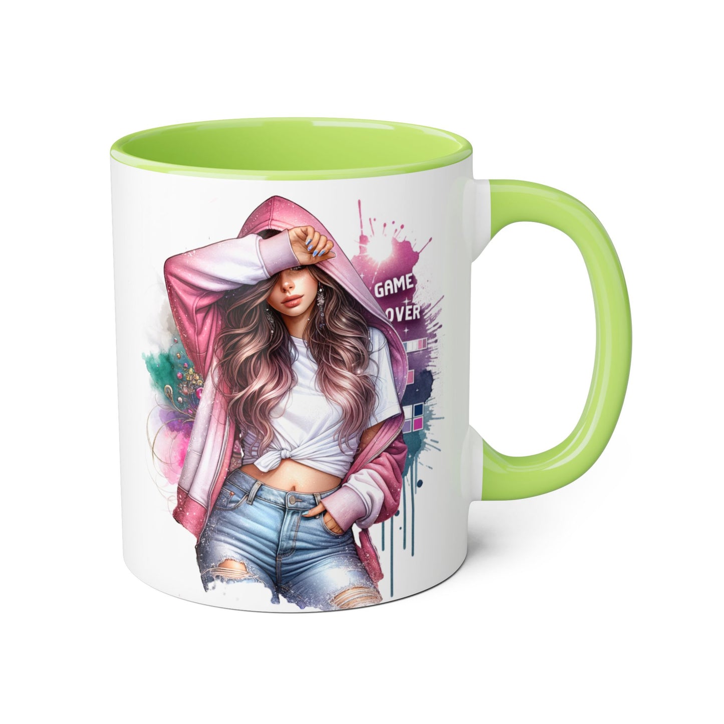 Chic Game Over Accent Mug - Stylish Coffee Cup for Gamers, Perfect Gift for Birthdays, Holidays, and Everyday Use