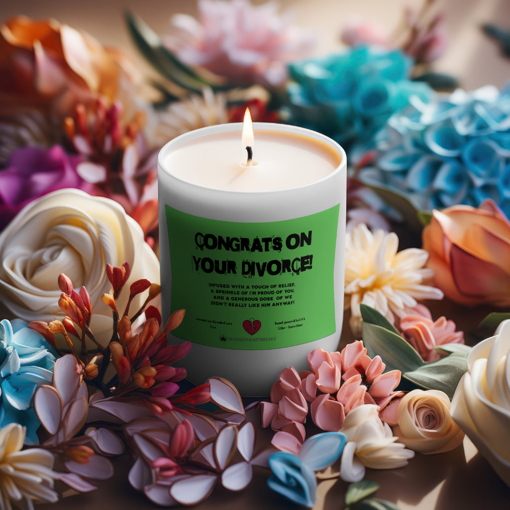 Congrats On Your Divorce Candle Frosted (Pink Wick) Glass