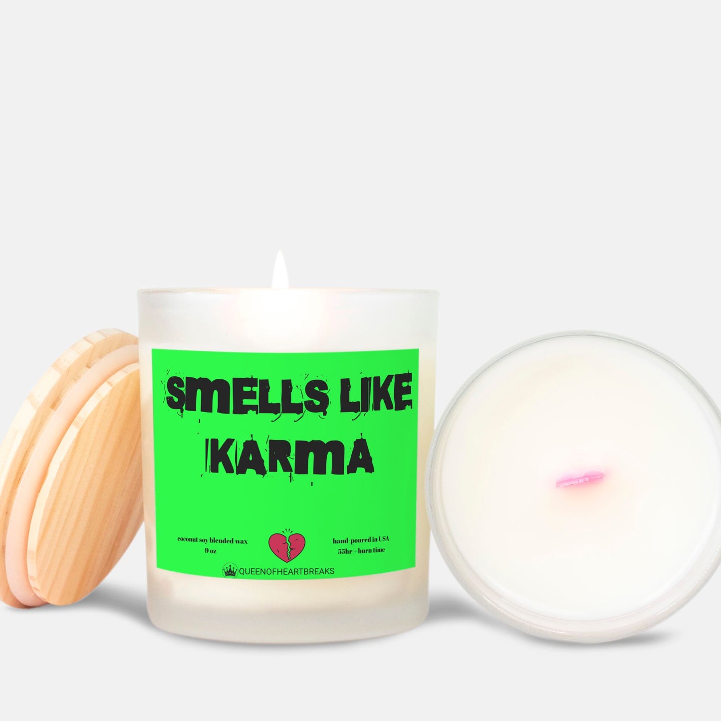 Smells Like Karma-Candle Frosted (Pink Wick) Glass