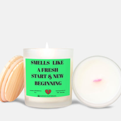Smells Like A Fresh & New Beginning-Candle Frosted (Pink Wick) Glass