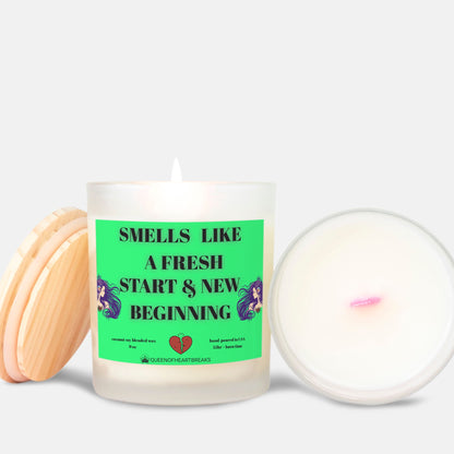 Smells Like A Fresh & New Beginning-Candle Frosted (Pink Wick) Glass