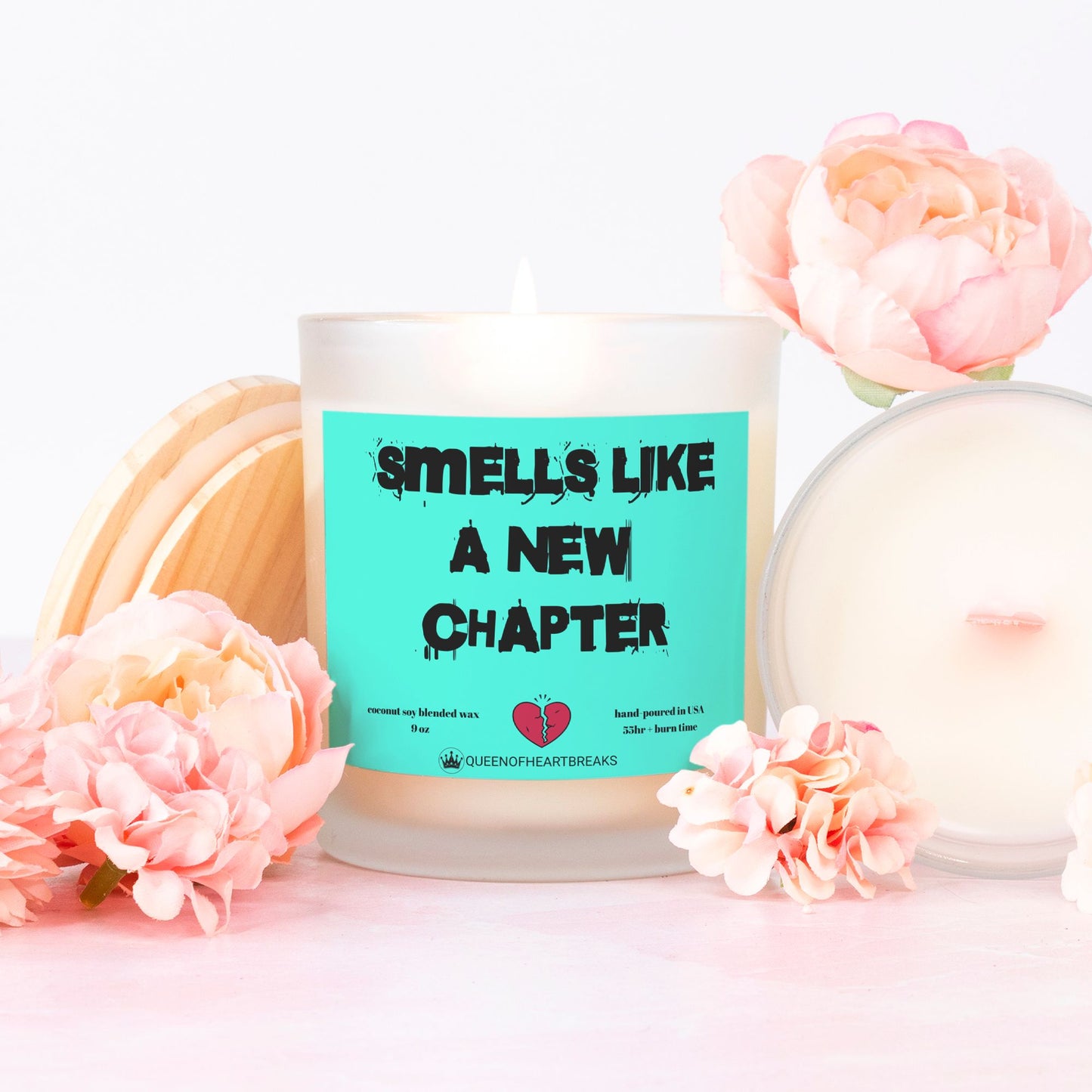 Smells Like A New Chapter-Candle Frosted (Pink Wick) Glass