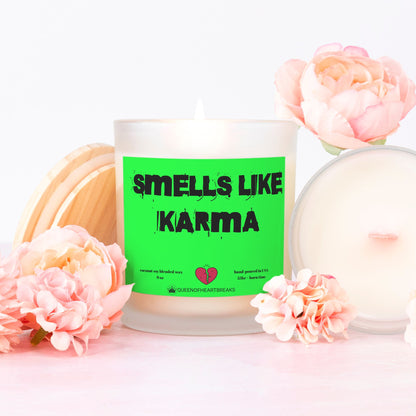 Smells Like Karma-Candle Frosted (Pink Wick) Glass