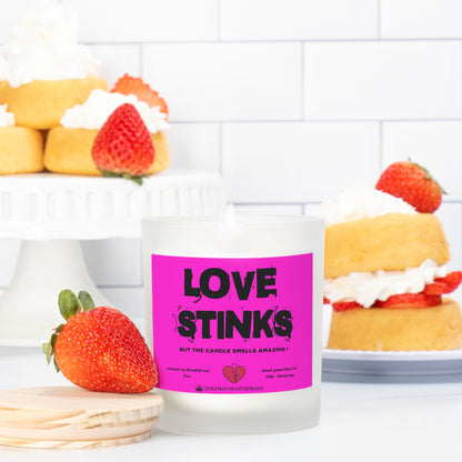 Love Stinks-Candle Frosted (Pink Wick) Glass