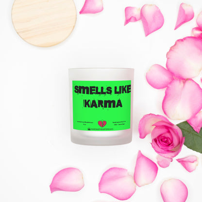 Smells Like Karma-Candle Frosted (Pink Wick) Glass