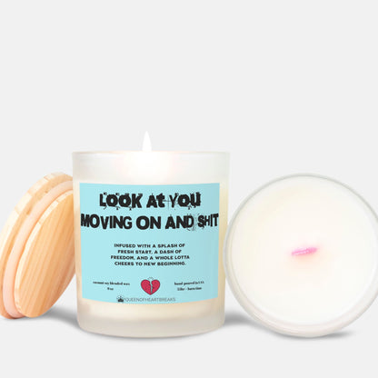 Look At You Moving On And Sh*t Candle Frosted (Pink Wick) Glass