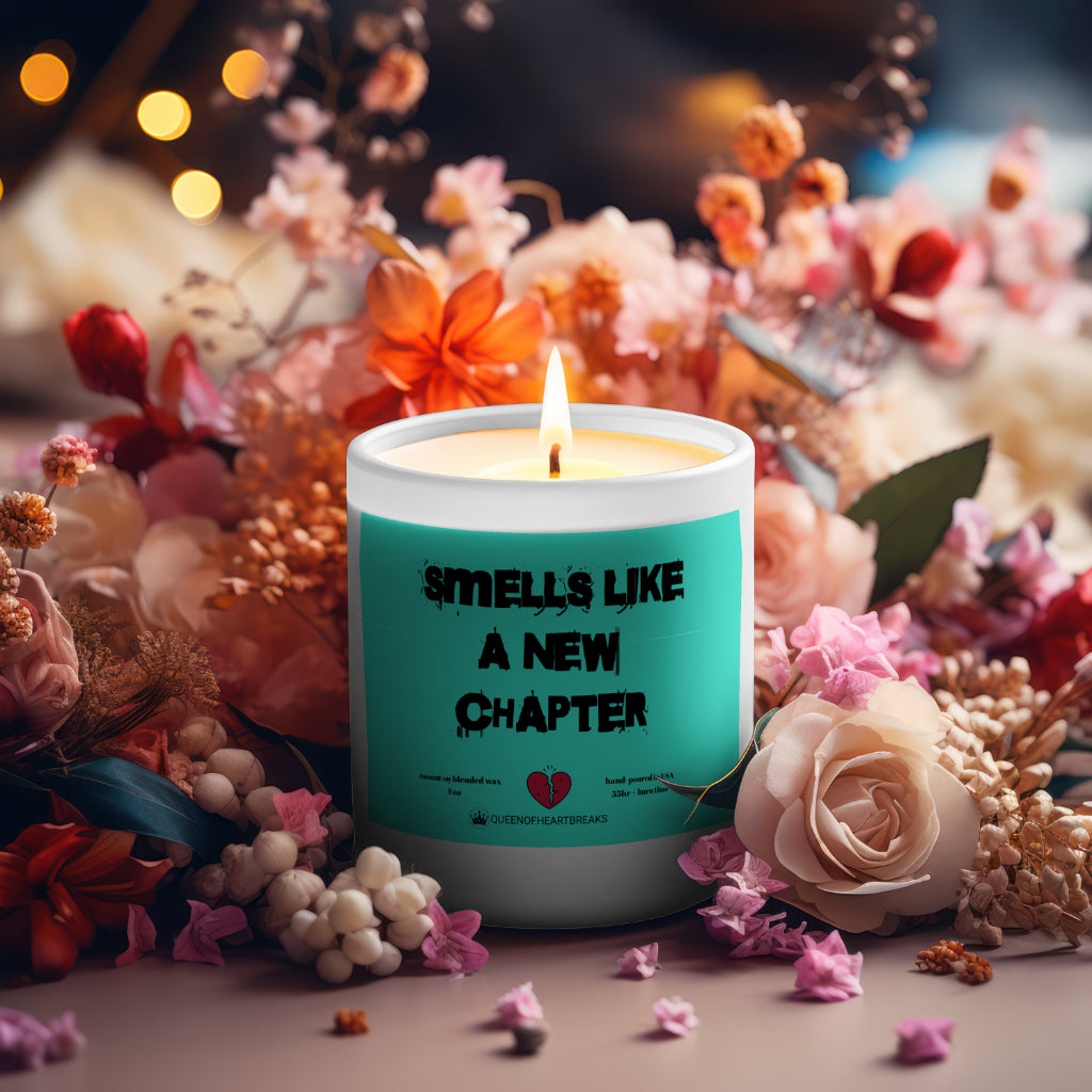 Smells Like A New Chapter-Candle Frosted (Pink Wick) Glass