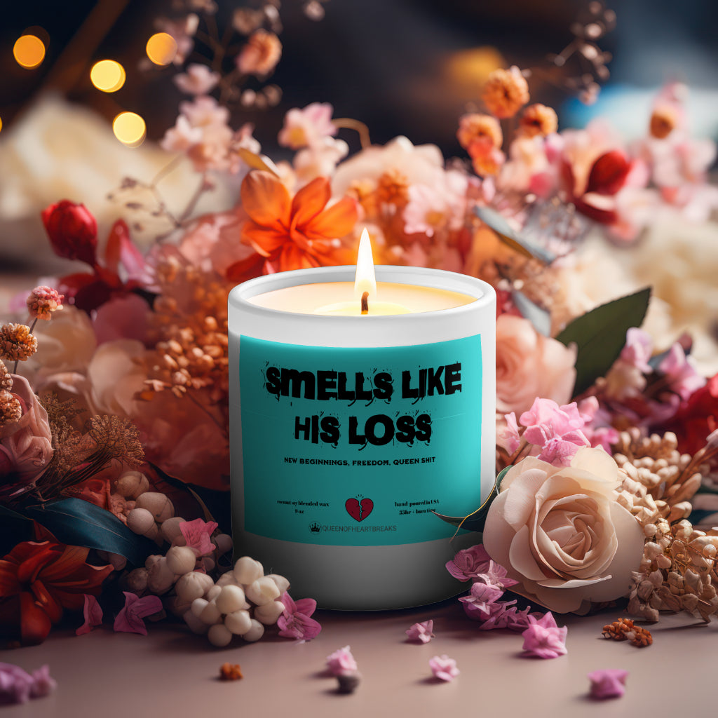 Smells Like His Loss-Candle Frosted (Pink Wick) Glass