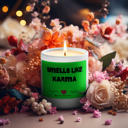 Smells Like Karma-Candle Frosted (Pink Wick) Glass