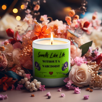 Smells Like Life Without A Narcissist-Candle Frosted (Pink Wick) Glass