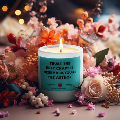 Trust The Next Chapter, Remember You're the Author-Candle Frosted (Pink Wick) Glass